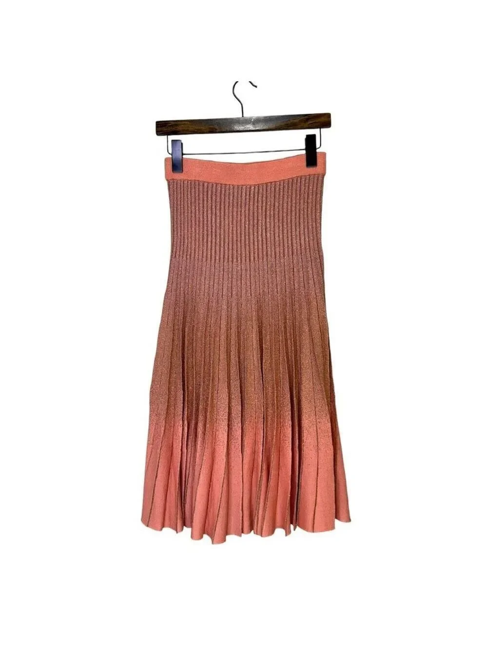 NWT Baum Und Pferdgarten Pleated Pull On Cyrilla Midi Skirt Peach Lurex Size XS